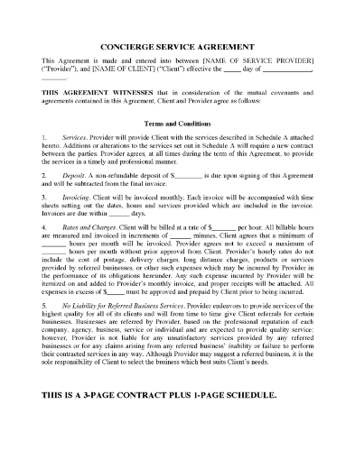 Concierge Services Contract Form