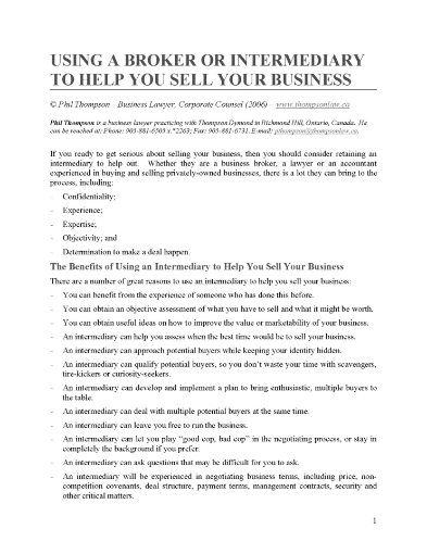 Using a Broker to Help You Sell Your Business