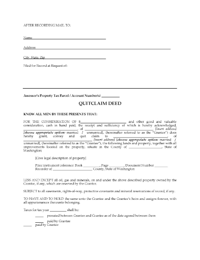 Washington Quitclaim Deed