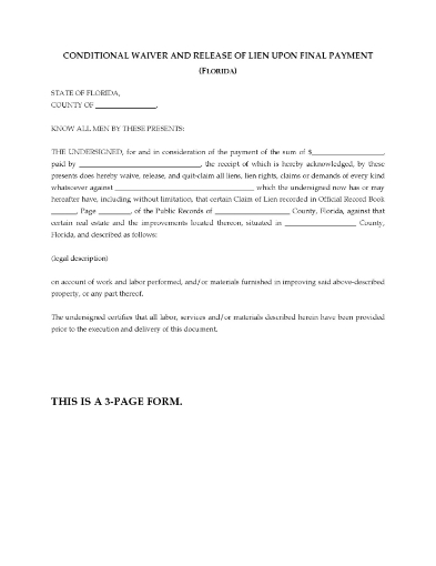 Florida Conditional Waiver and Release of Lien - Final