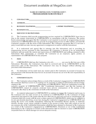 Picture of Programmer Subcontract