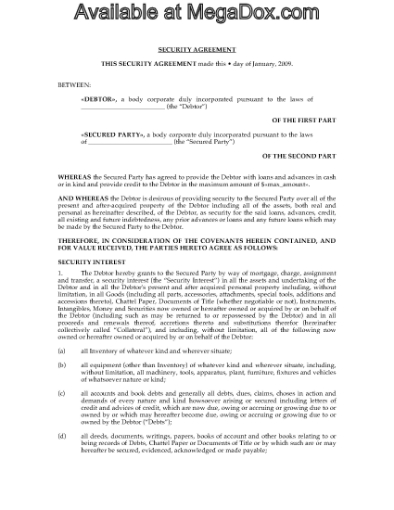 Picture of Loan Security Forms Package | Canada