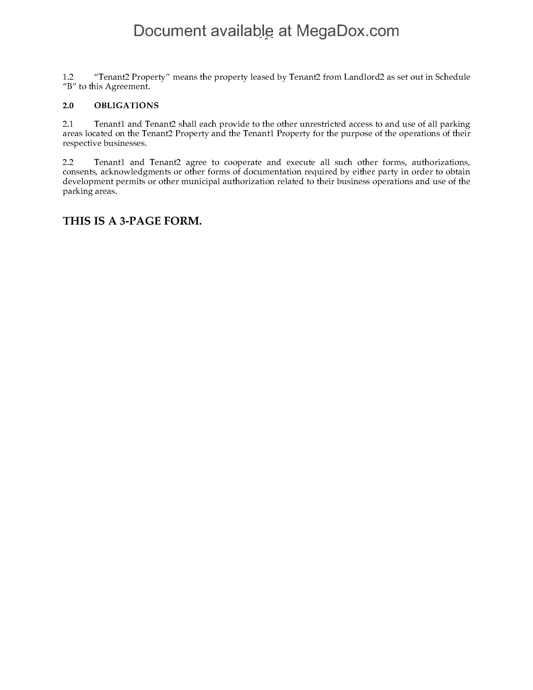 Shared Parking Agreement | MegaDox.com