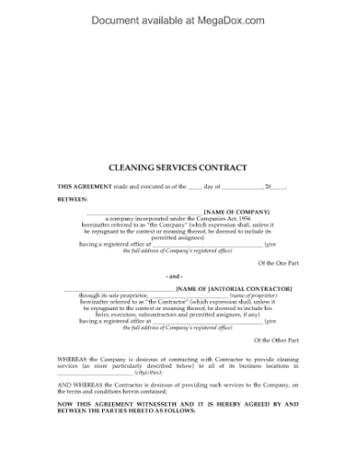 Picture of Cleaning Services Contract for Office Building | India