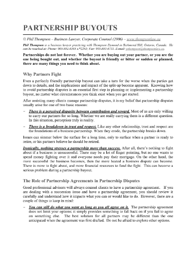 Guide to Partnership Buyouts