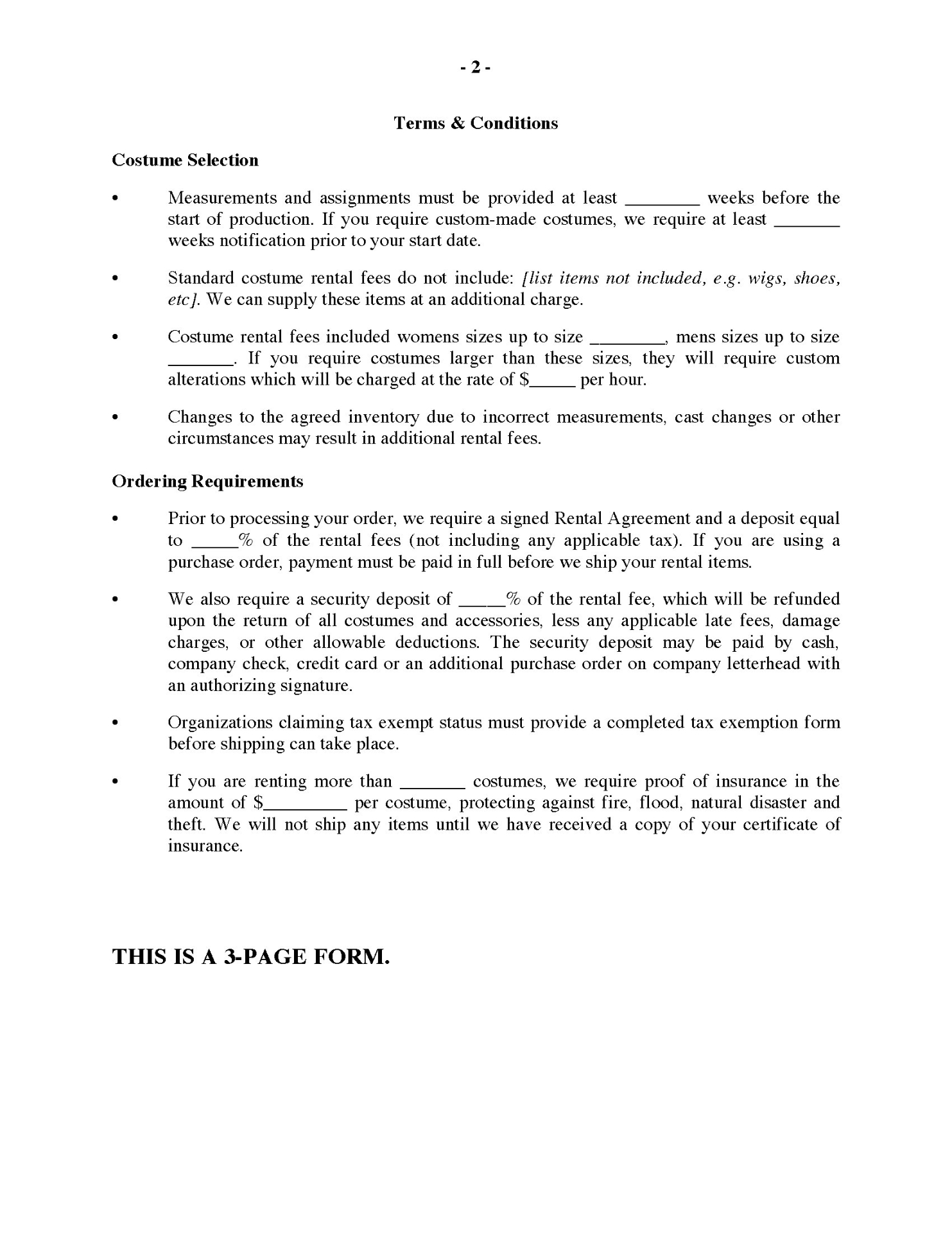 Costume Rental Agreement for Film or Theater | MegaDox.com