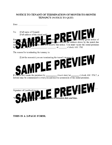 Alaska Notice to Quit - Monthly Tenancy