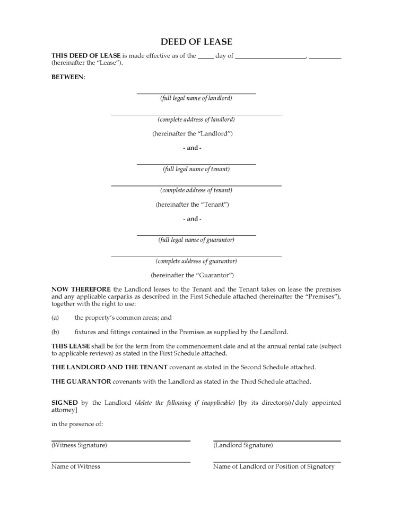 New Zealand Deed of Lease for Commercial Property
