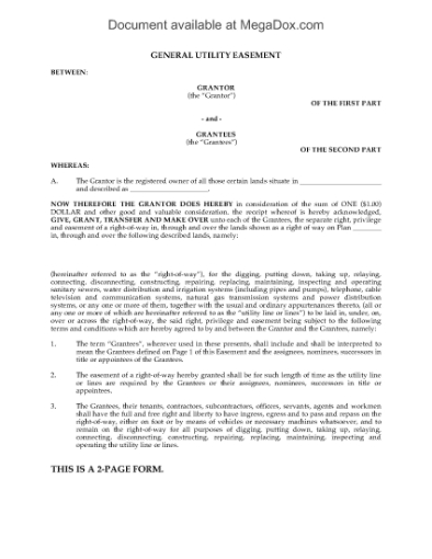 Picture of General Utility Easement