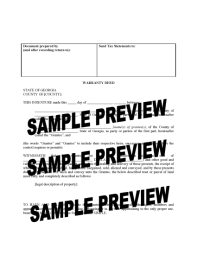 Picture of Georgia General Warranty Deed Form