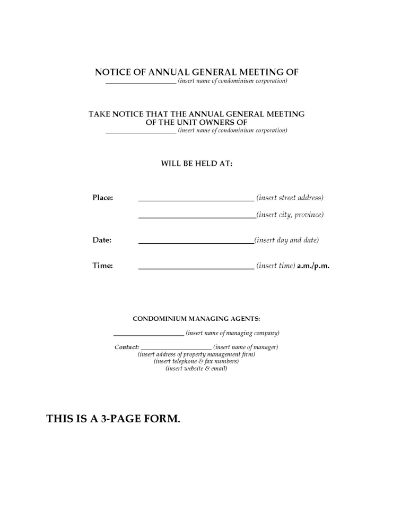 Canada Condominium Association AGM Package