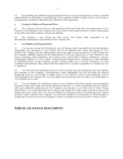 Picture of Website Affiliate Agreement | Canada