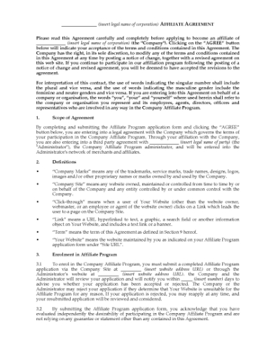 Picture of New Zealand Website Affiliate Agreement