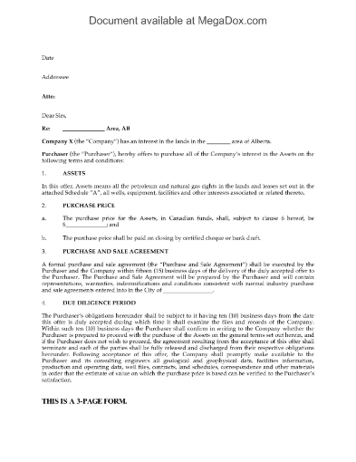 Picture of Alberta Offer to Purchase Oil and Gas Rights