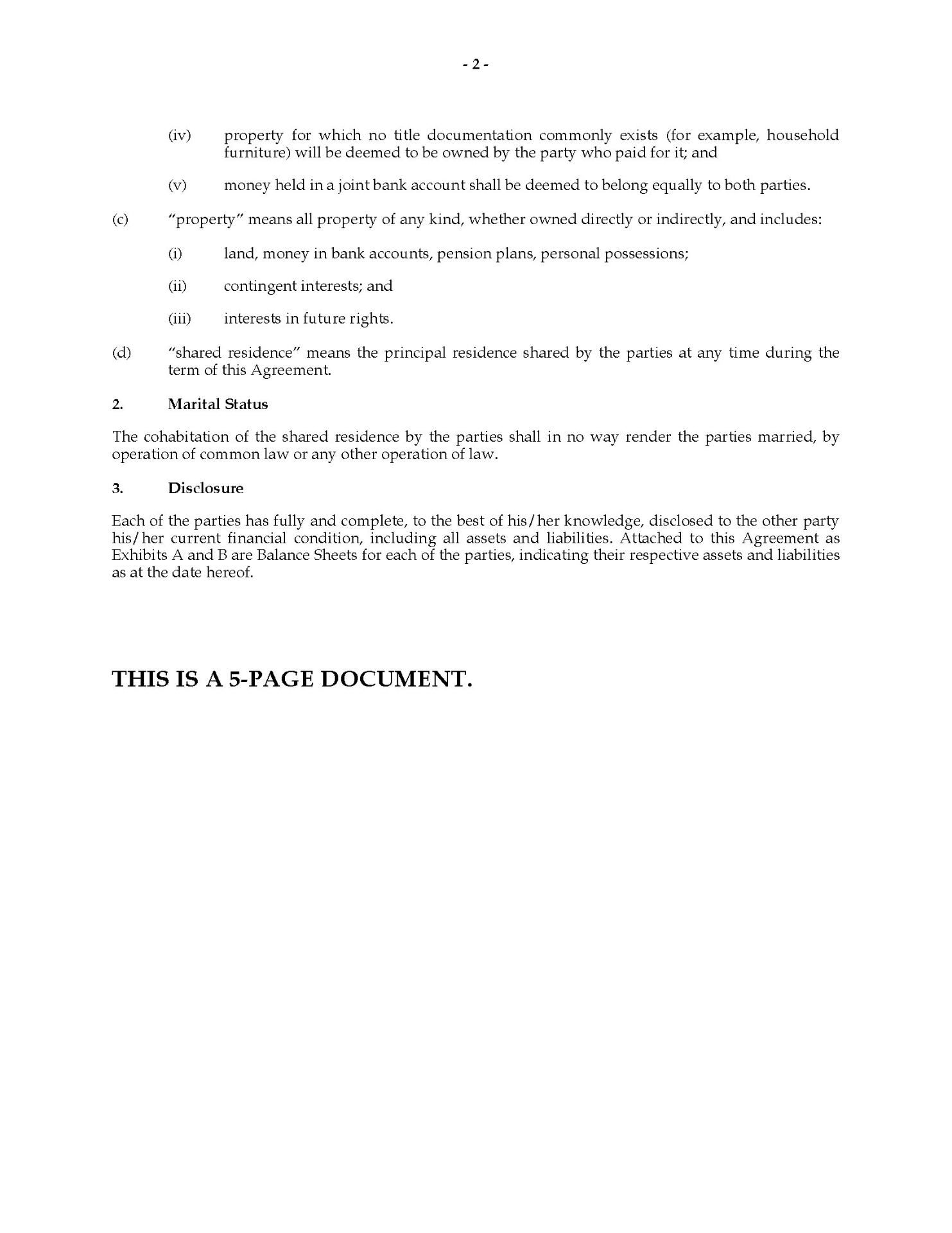 Washington Cohabitation (Living Together) Agreement | MegaDox.com