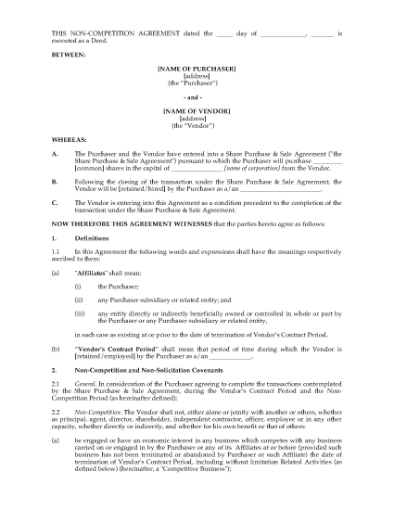 Picture of Deed of Non-Competition | UK