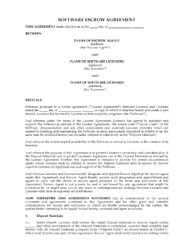 UK Software Escrow Agreement