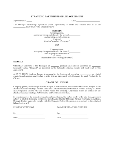 Picture of Strategic Partner Reseller Agreement