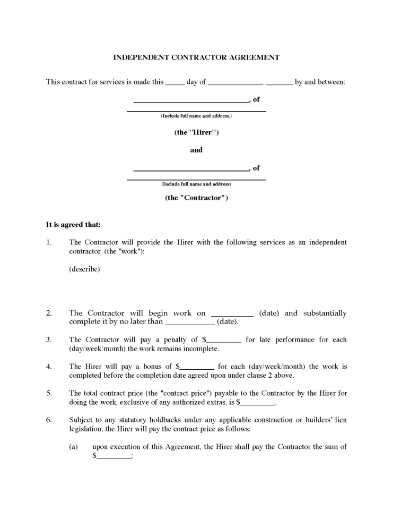 British Columbia Contractor Agreement for Construction Project