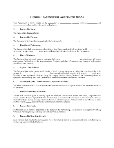 USA General Partnership Agreement