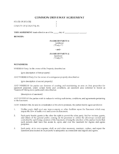 USA Common Driveway Agreement