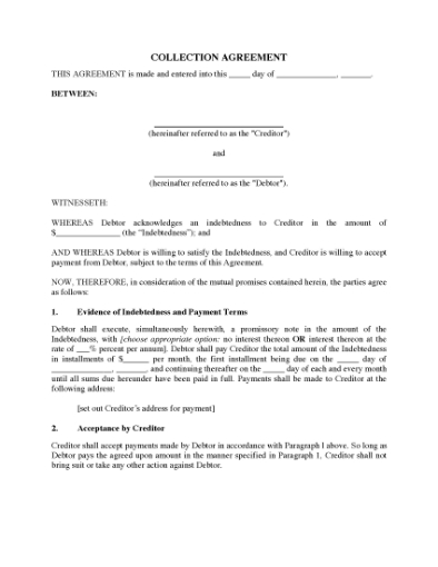 Picture of USA Debt Collection Agreement