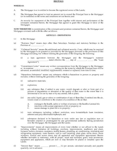 Picture of Mortgage to Secure Commercial Loan | Canada