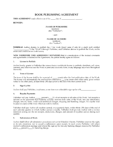Book Publishing Agreement (non-exclusive)
