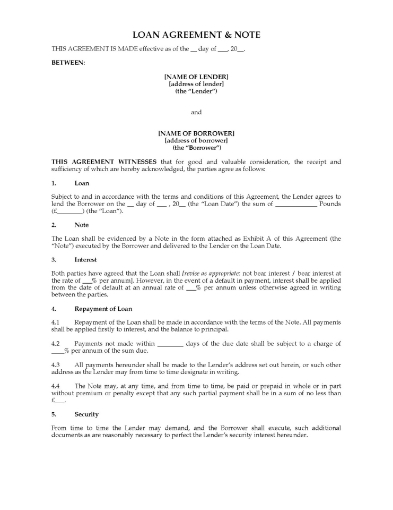 UK Loan Agreement and Note