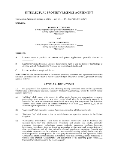 UK Intellectual Property Licence Agreement