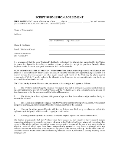 Script Submission Agreement