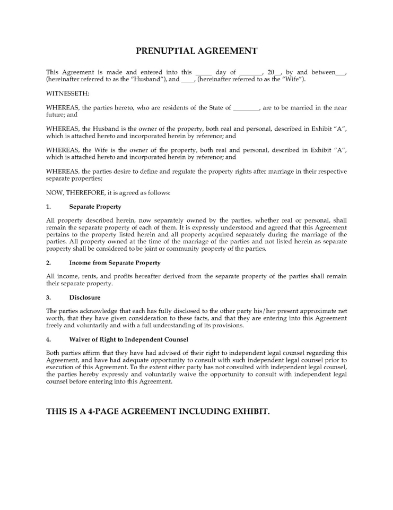 USA Short-Form Prenuptial Agreement