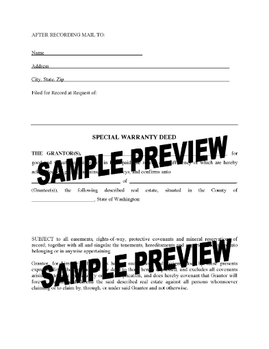 Washington Special Warranty Deed