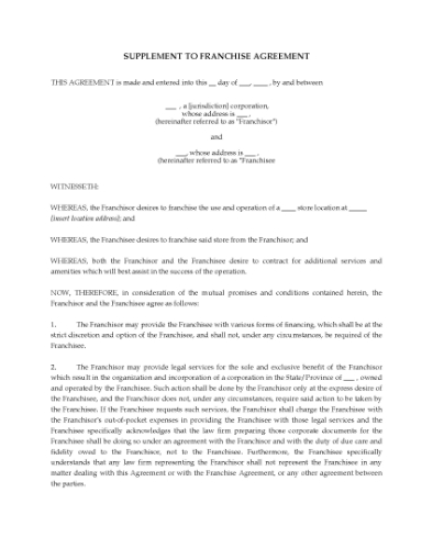 Picture of Franchise Additional Services Supplement