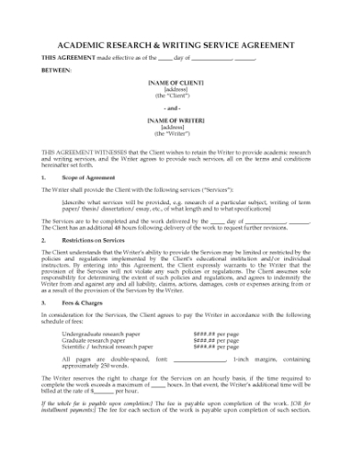 Picture of Research and Writing Services Agreement