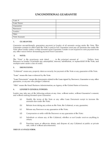 Picture of USA Unconditional Guarantee