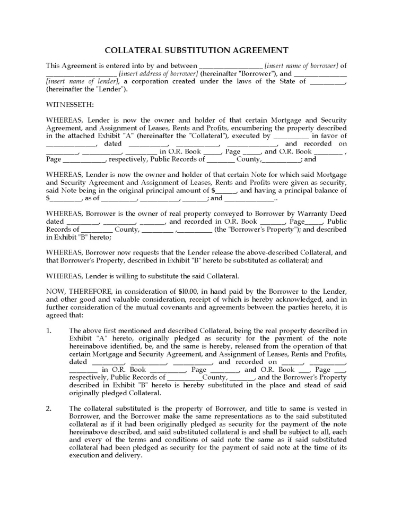 USA Collateral Substitution Agreement