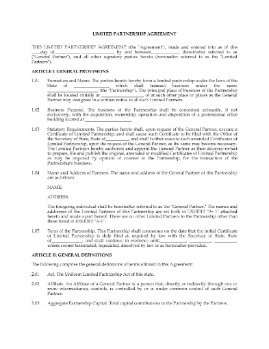 USA Limited Partnership Agreement