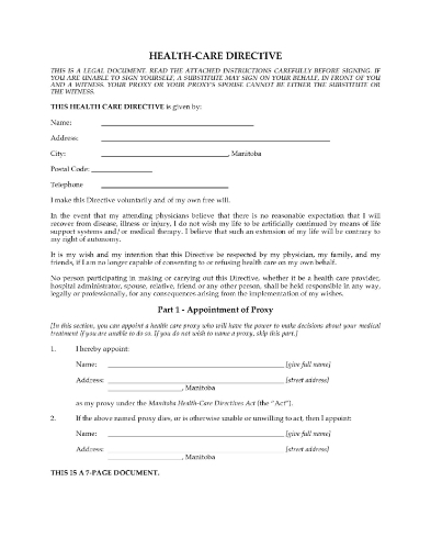 Manitoba Health Care Directive