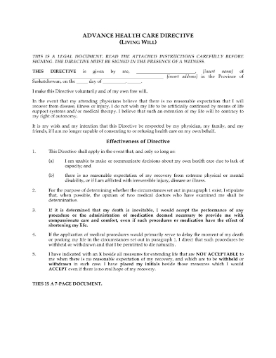 Saskatchewan Advance Health Care Directive