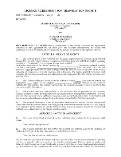 Picture of Translation Rights Licence | UK