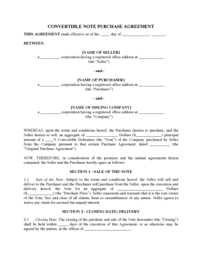 Picture of USA Convertible Note Purchase Agreement