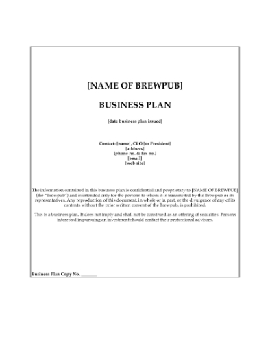 Picture of Brewpub Start-Up Business Plan