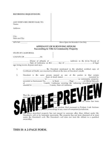 Picture of California Affidavit of Surviving Spouse