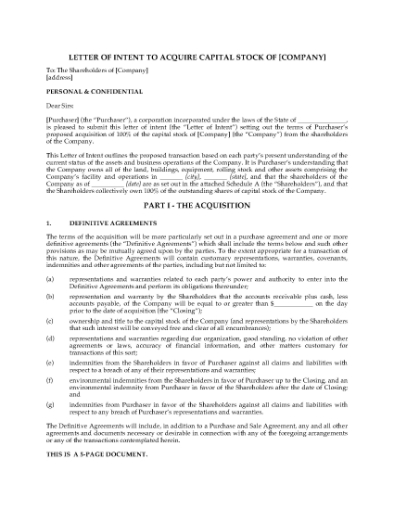Picture of USA Letter of Intent to Acquire Stock