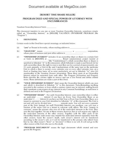 Picture of Hawaii Program Deed for Time Share Purchase