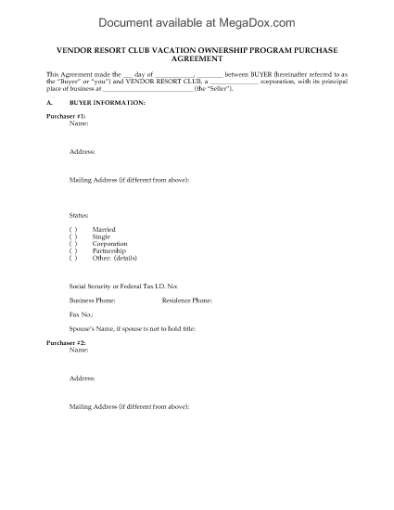 Picture of Hawaii Time Share Purchase Agreement