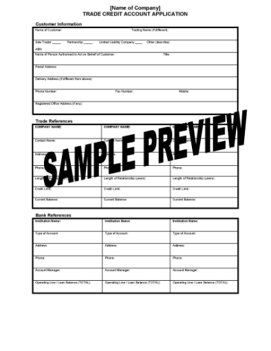 Picture of Trade Credit Application | Australia