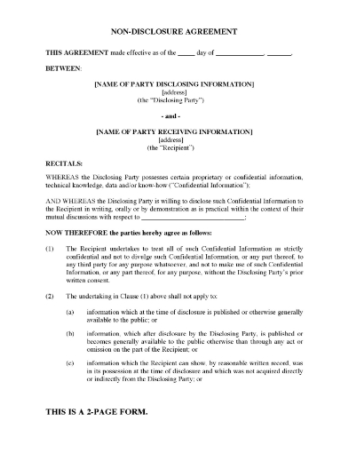 Picture of Nondisclosure Agreement | Ireland