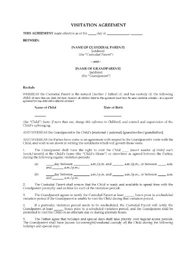 USA Grandparent Visitation Agreement